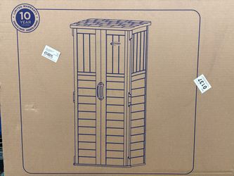 NEW! SUNCAST All-Weather Vertical Storage Shed in Stone Grey