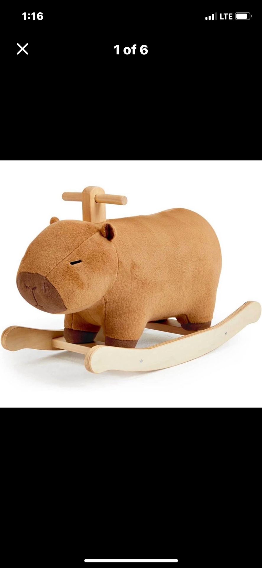 Capybara Rocking Horse Rocker Toy Nursery Child Kids Toddler Plush Wood New