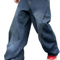 Men's Y2k Irregular Stitching Pants, Baggy Hip Hop Jeans, Wide Leg Denim Trousers, Loose Fit Casual Pants, Streetwear