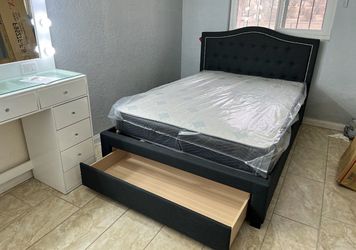 Full size bed frame with mattress