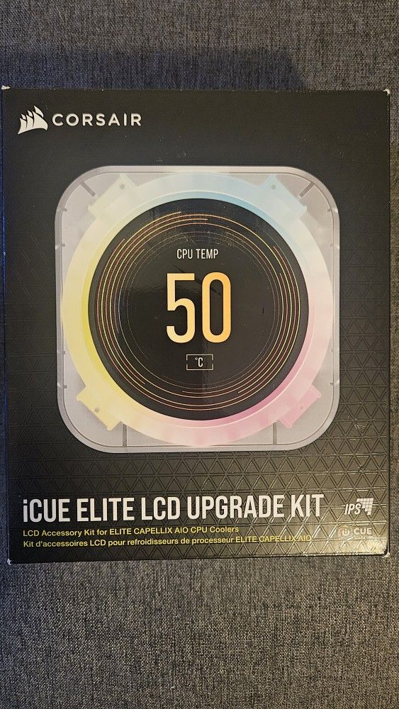 Corsair iCue Elite LCD Upgrade Kit (Ice Color) 2.1" IPS 480x480 Resolution 600 cd/m² Brightness 5YR Warranty