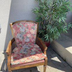 Vintage Antique Wide Wooden Chair 
