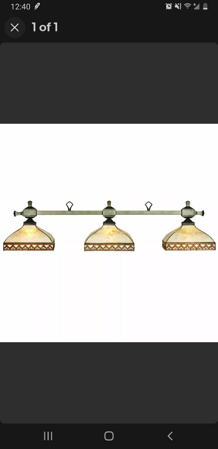 3 Lamp Pool Table Billiards Light  Dark Brown And Mosaic 