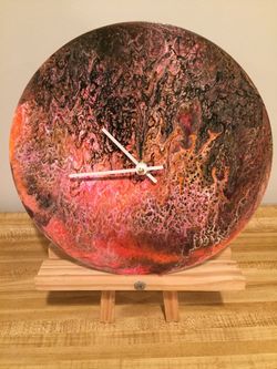 Acrylic painting wall clock, 10in.