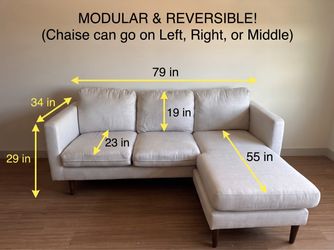 Apartment-Sized Modular L-Shape Sectional Sofa – Reversible Chaise (79" Wide)