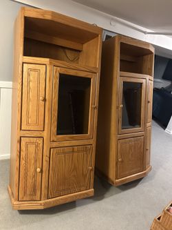 FREE Wood And Glass Cabinets