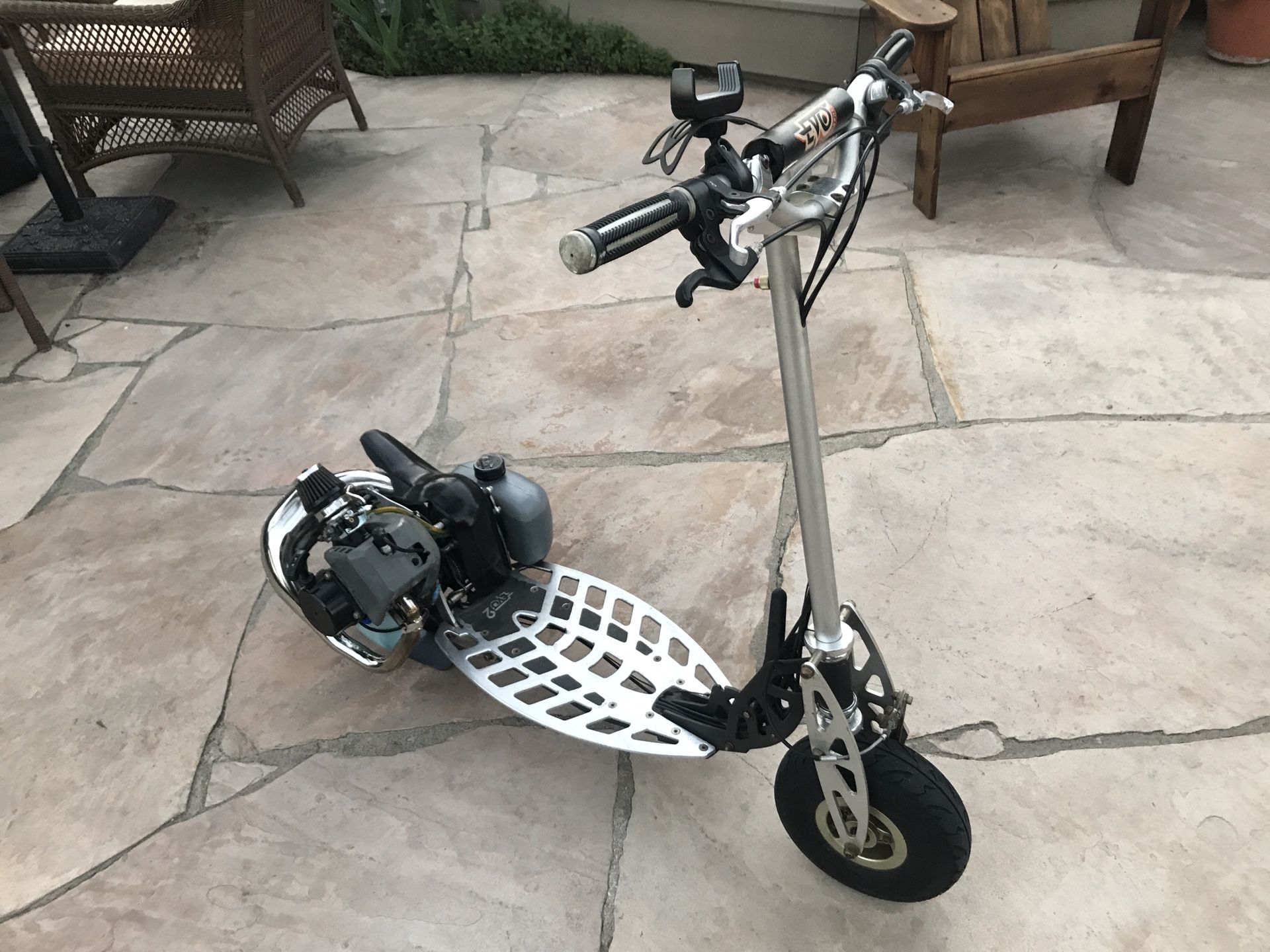 EVO2 GAS SCOOTER 2 SPEED RARE PORTED & POLISHED W/ PIPE BILLET DECK