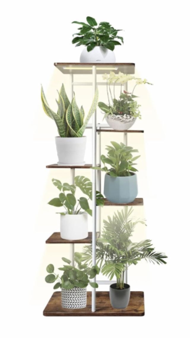 Plant Stand with Grow Lights Multiple Flower Planter Pot Holder Shelf Rack Display for Patio Garden Corner Balcony Living Room