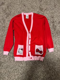 Hello Kitty Red Knit Cardigan Sweater