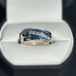 10k white gold 0.2CTW diamond ring wedding band size 9.5