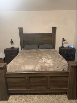 Queen bed frame and night stands