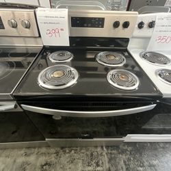 WHIRLPOOL STAINLESS STEEL COIL TOP STOVE