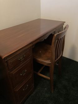 Antique Solid Wood Desk - Chair Not Included