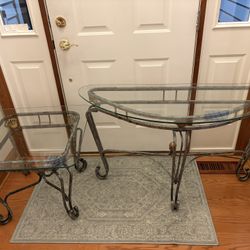 Metal With Glass Top Console Table And End Table 