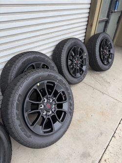 20” Toyota Tundra TRD matte black factory wheels with tires Falken takeoffs