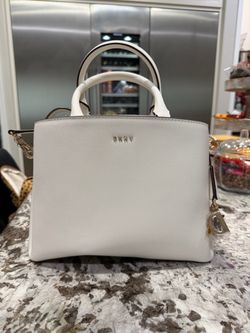 DKNY White Saffiano Leather Satchel Handbag