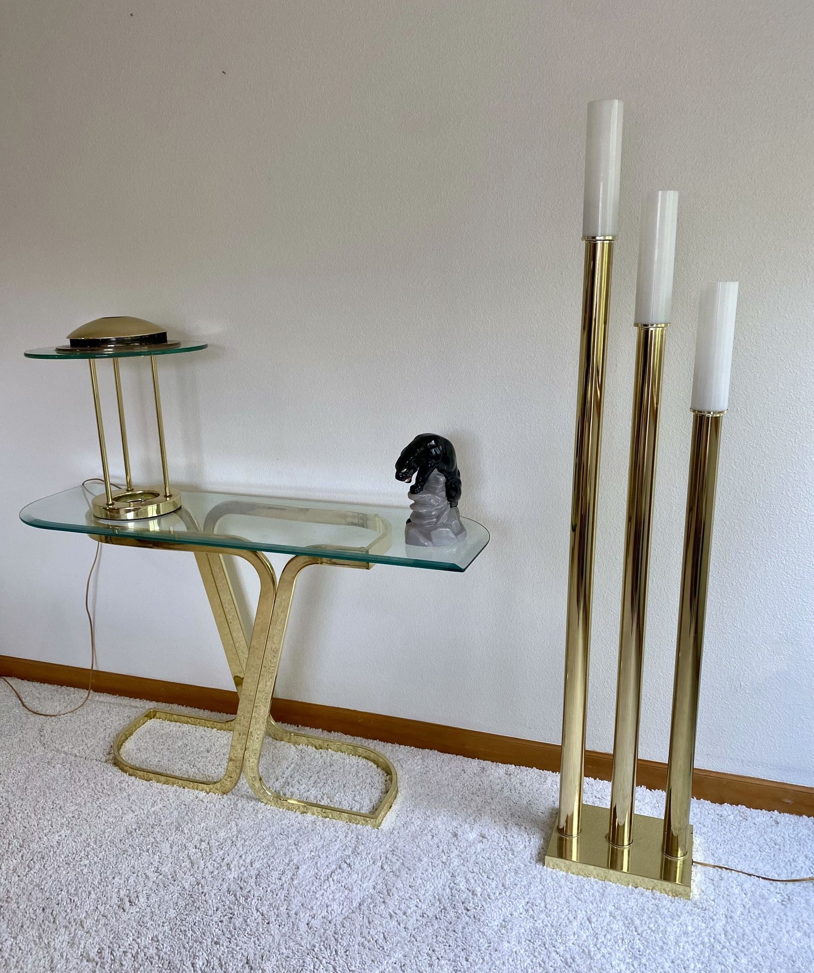 ICONIC Vintage 1960’s Rainbow Brass & Glass Floor Lamp & Iconic Saturn Desk Lamp!
