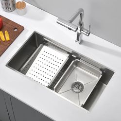 Lefton Single Bowl Anti-scratch Kitchen Sink with Waterfall Faucet