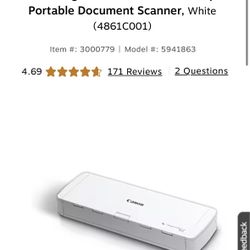 Canon imageFORMULA R10 USB Duplex Portable Document Scanner, White