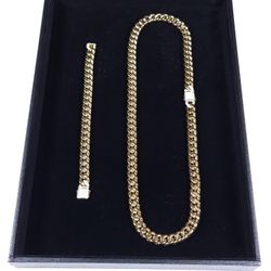 Gold Chain Iced Out Clasp Cuban Link 12mm 24" / 26"  14k Stamp 8" Bracelet  *Great Quality*