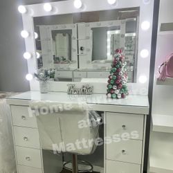 Vanity Set Hollywood Mirror LED Lights Makeup Table✨New