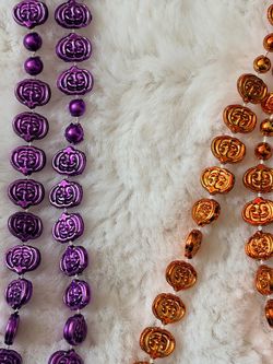 Halloween Pumpkin Bead Necklaces Purple and Orange