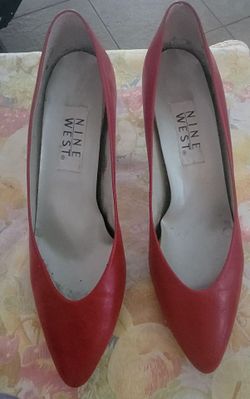 Nine West Red Leather Pumps Size 8.5