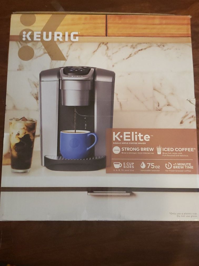 Keurig K-Elite Single-Serve K-Cup Pod Coffee Maker, Brushed Slate, NIB