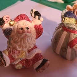 Fitz & Floyd Santa & Sack Salt & Pepper Shaker Set