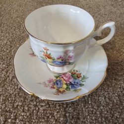 Crown Staffordshire Bone China Teacup and Saucer