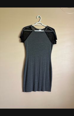 Women’s Clothing Garage Gray Short Bodycon Dress Sheer Mesh Shoulders LRG