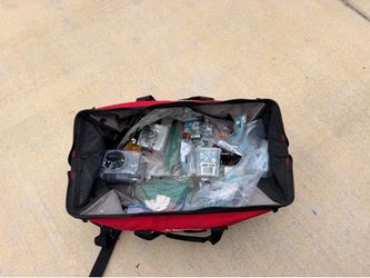 Husky Big tool bag full of misc parts for electrical work
