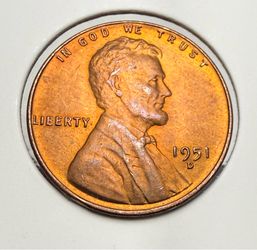 1951-D Lincoln Wheat Cent – Nice Copper Color – AU Details XP9