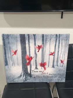 Cardinal Winter Forest Inspirational Canvas Wall Art