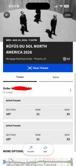 Rufus Du Sol 2 Tickets Phoenix Aug 19th