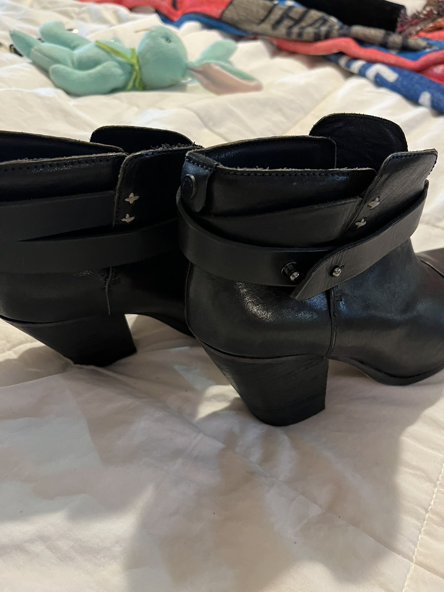 New Black Leather Booties