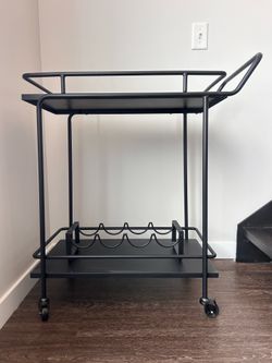 Beaufort Metal Bar Cart w/ Wine Rack