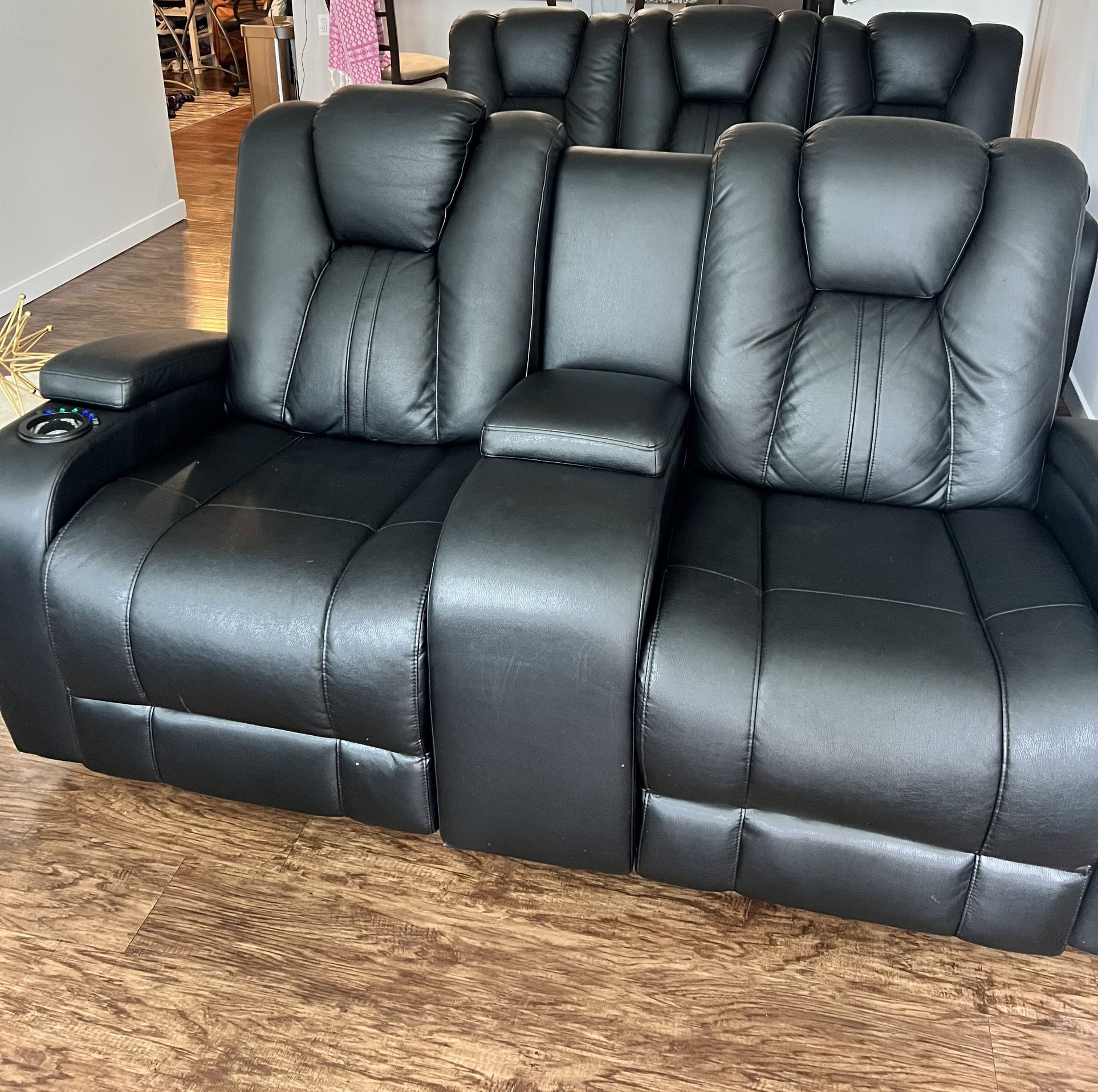 Two Electric Leather Reclining Sofa’s 
