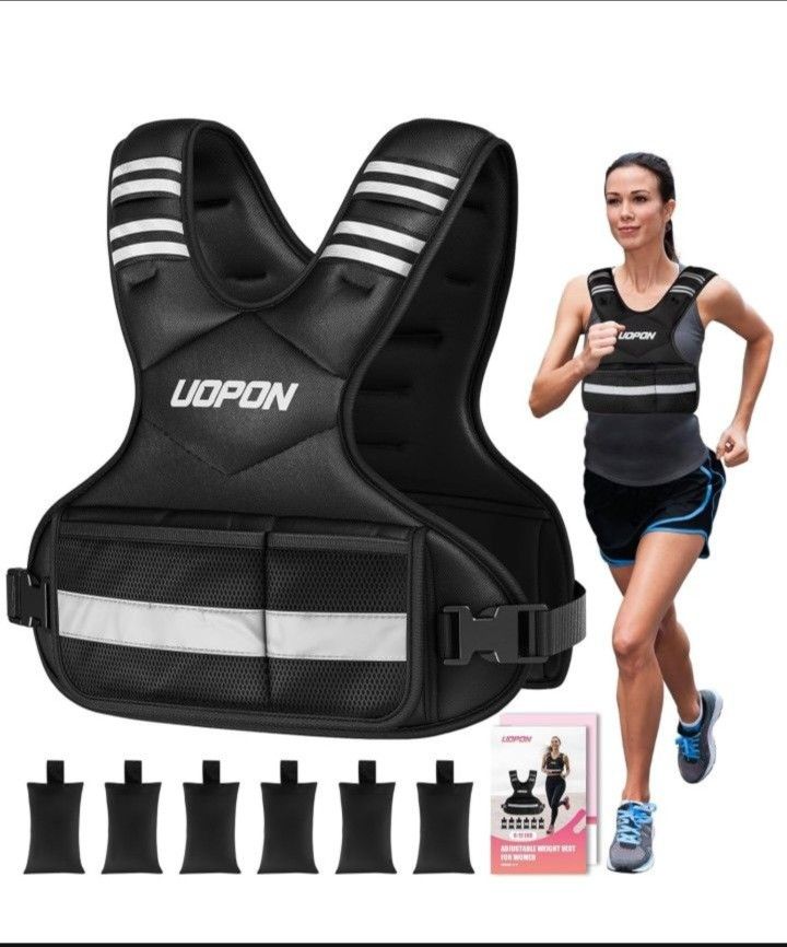 Adjustable Weighted Vest for Women, 6-12 Lbs Rucking Vest with 6 Ironsand Weights, Great Weighted Vest with Plus Pockets & Reflective Strips for Runni