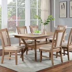 7 PCS Torrance Collection Dining table set-Natural Tone/Beige Now 949.00 Free Delivery 🚚