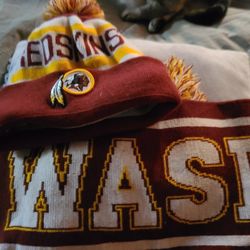 NFL..WASHINGTON REDSKINS NEW SCARF and REALLY Nice Lined Hat Worn One Time