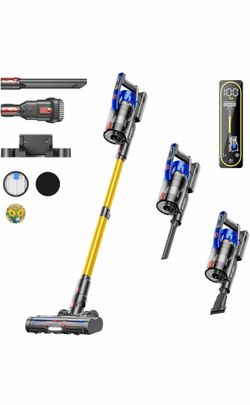 Cordless Vacuum Cleaner, 650W 55KPA 70Mins Vacuum Cleaners for Home, Self-Standing Stick Vacuum with Removable Battery, Wall Mount Charging, Anti-Tang