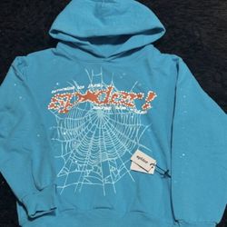 Light Blue And Orange Spider Hoodie