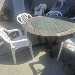 Wood Table with 5 chairs