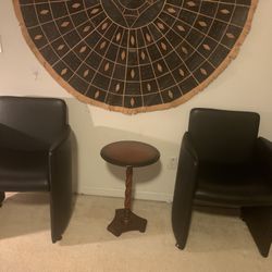 Two Faux Leather Chairs: Rolling & Slight Recline