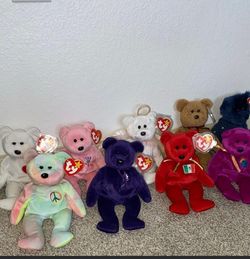 TY Beanie Babies Bear Collection Lot Of 9 Bears