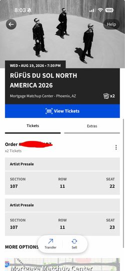 Rufus Du Sol Phoenix 08/19/26