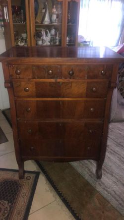 Antique cherry and tiger Wood dresser