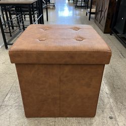 SONGMICS 15" Small Ottoman with Storage Footstool - Coffee Brown