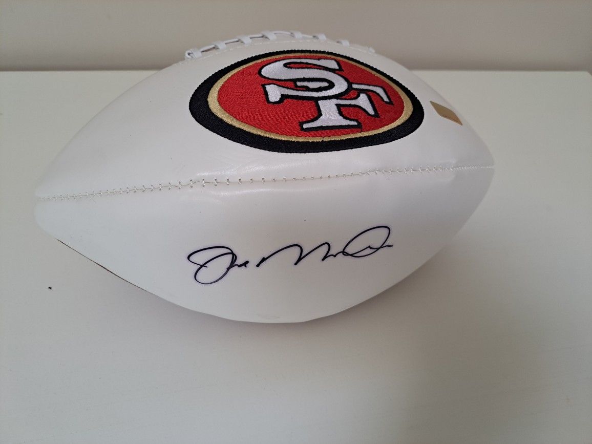 Joe montana autograph signed forty niners logo official size football